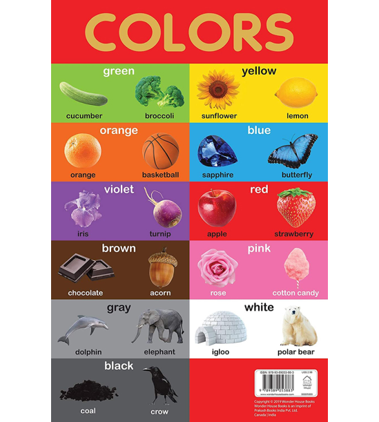 Colors Chart - Early Learning Educational Chart For Kids: Perfect For Homeschooling, Kindergarten an