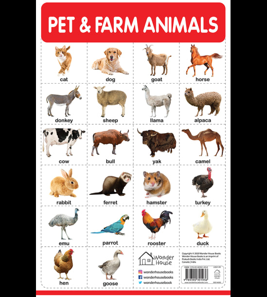 Pet And Farm Animals - My First Early Learning Wall Chart: For Preschool, Kindergarten, Nursery And
