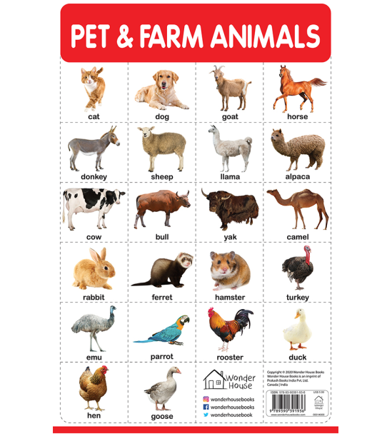 Pet And Farm Animals - My First Early Learning Wall Chart: For Preschool, Kindergarten, Nursery And