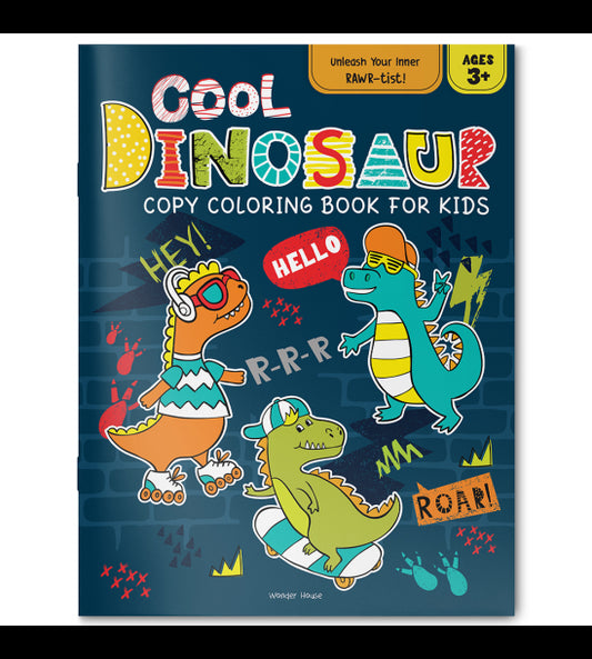 Cool Dinosaur Copy Coloring Book For Kids