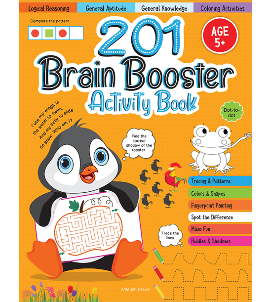201 Brain Booster Activity Book - Fun Activities and Exercises For Children: Tracing & Pattern, Colo