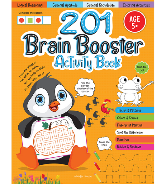 201 Brain Booster Activity Book - Fun Activities and Exercises For Children: Tracing & Pattern, Colo