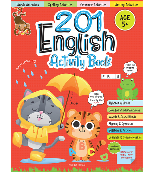 201 English Activity Book - Fun Activities and Grammar Exercises For Children: Alphabet & Words, Rhy